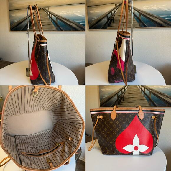 💎✨BEAUTIFUL✨💎Authentic LOUIS VUITTON Game on Neverfull Brown Tote Bag - Picture 5 of 8